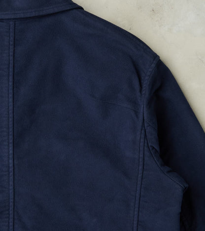 Point Collar Jacket - Garment Dye Cotton Moleskin - Navy