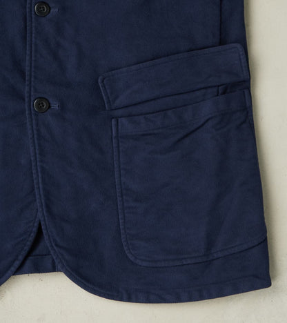 Point Collar Jacket - Garment Dye Cotton Moleskin - Navy