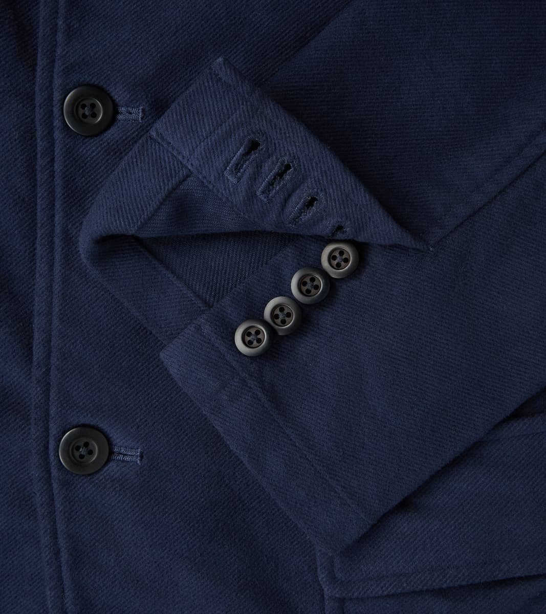 Point Collar Jacket - Garment Dye Cotton Moleskin - Navy