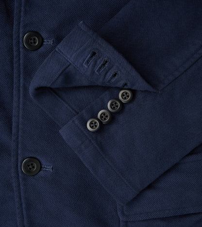 Point Collar Jacket - Garment Dye Cotton Moleskin - Navy