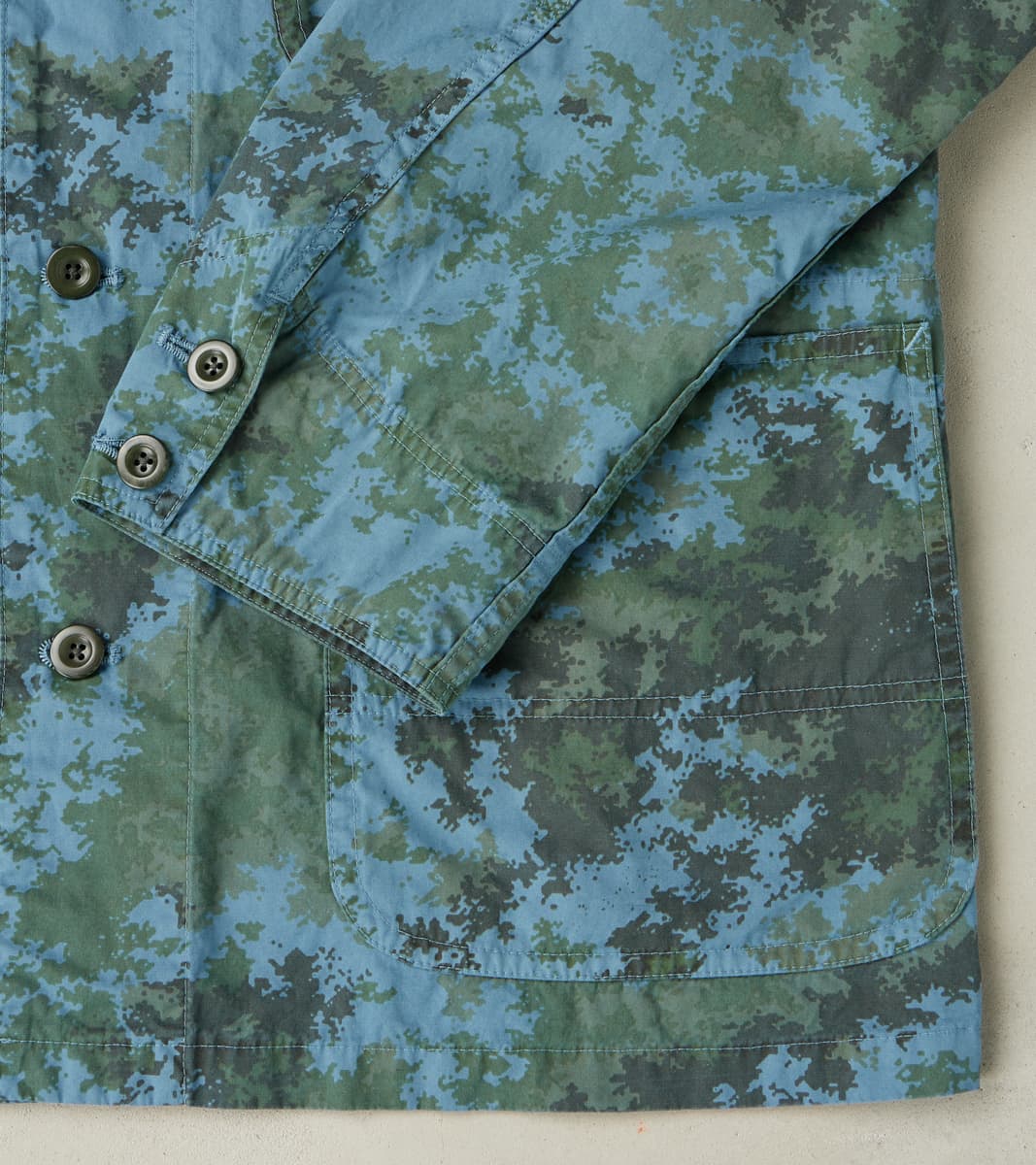 ts(s) Cover All Jacket - Camo Garment Dye Cotton Cloth - Blue