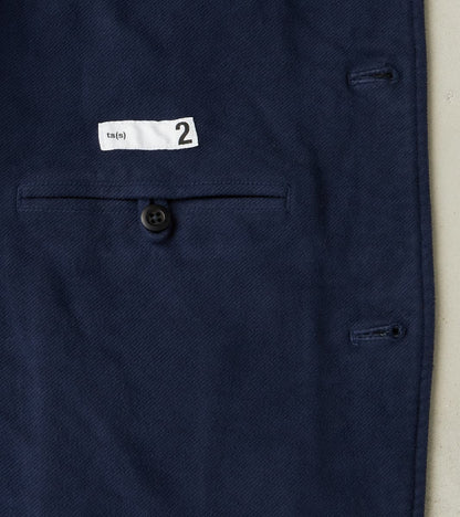 Point Collar Jacket - Garment Dye Cotton Moleskin - Navy