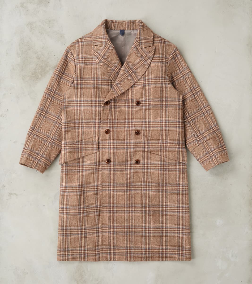 ts(s) Double Breasted Slant Flap Pocket Coat - Glen Plaid Wool Blend C…