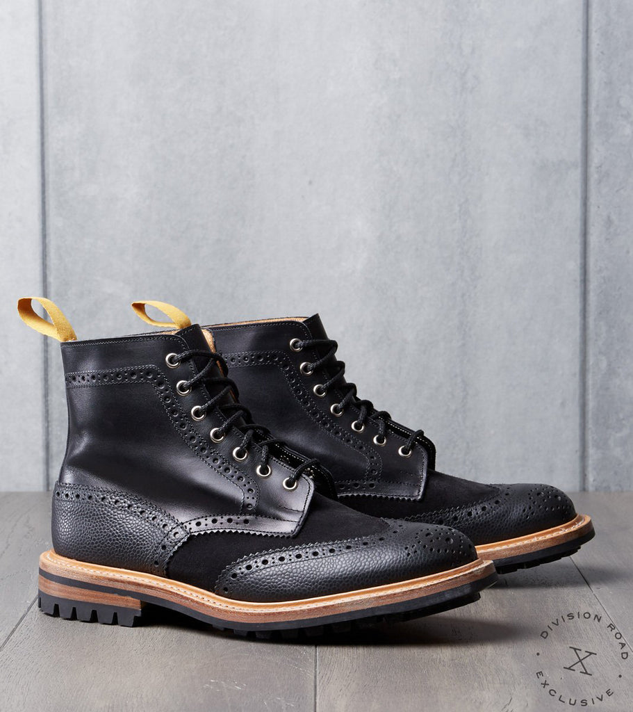 Tricker's x Division Road Textured Stow Boot - Commando - Black