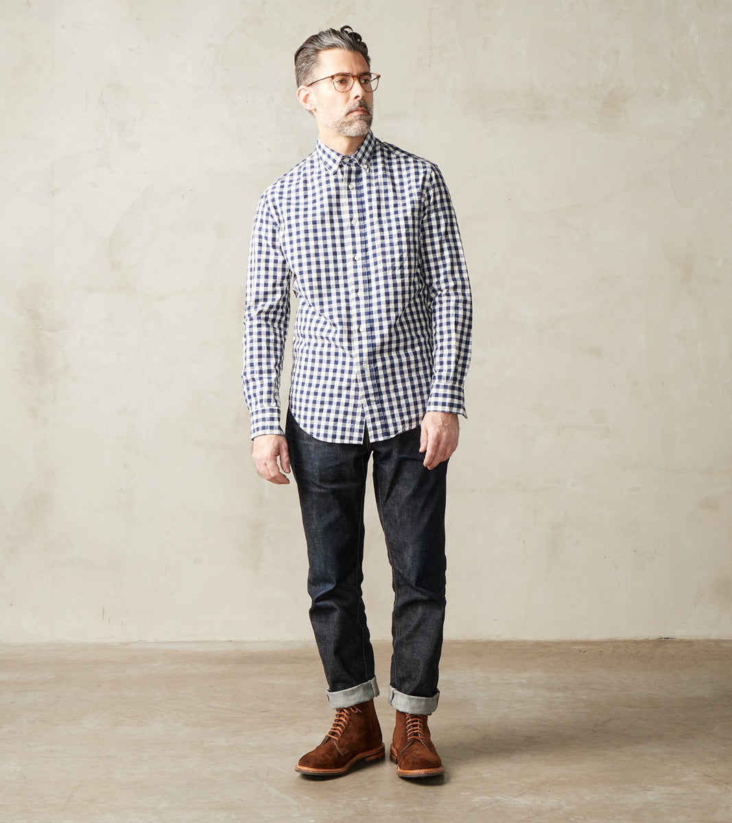 Japanese Organic Cotton Gingham - Navy