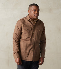 Division Road Washed Wool & Linen Overshirt - Taupe Check