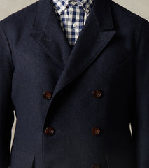English Dress Hunt DB Jacket - Marling & Evans® Navy Melange Herringbone Wool
