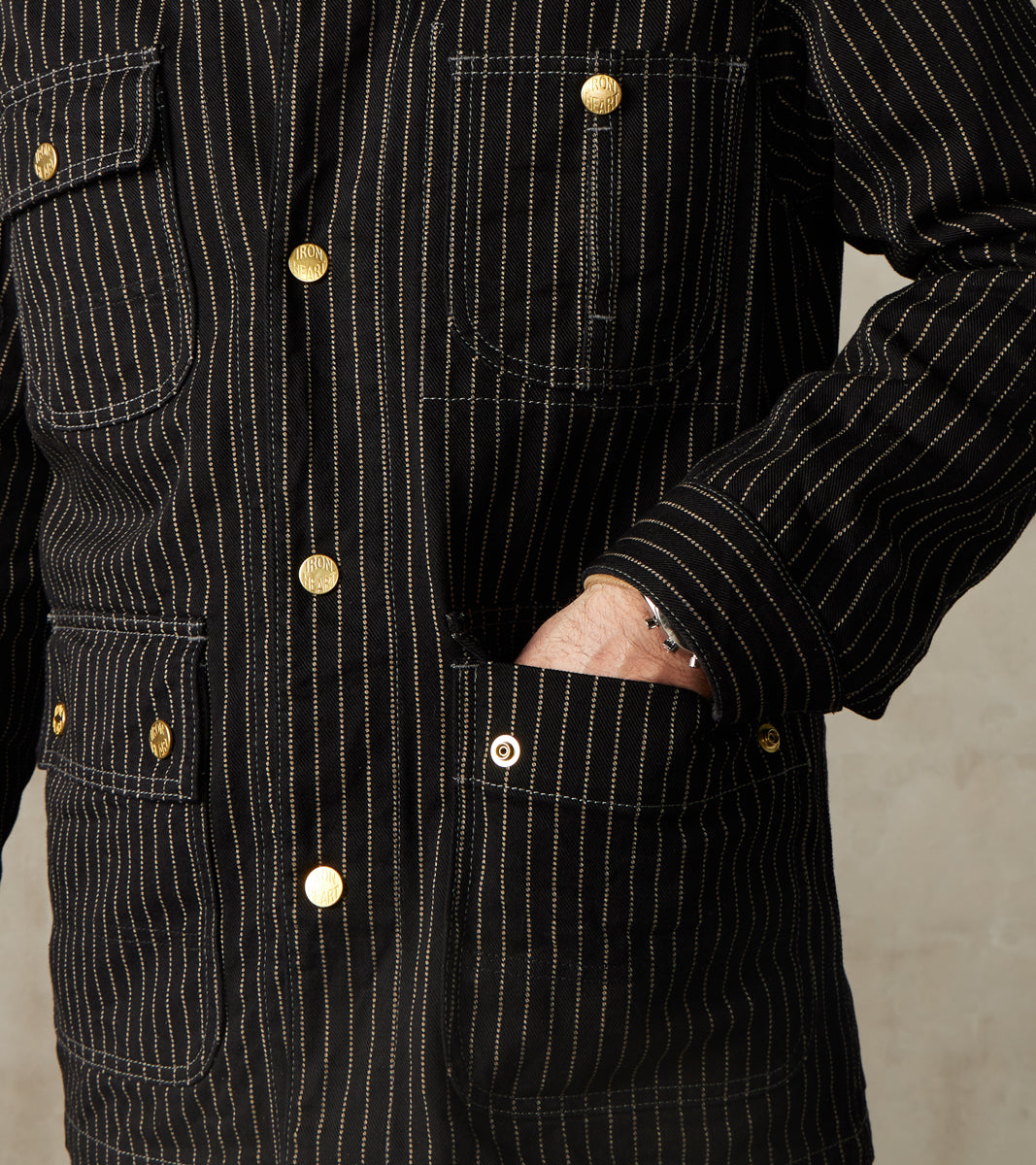 MENS BLACK CHESTER SOLID TWILL CHORE JACKET