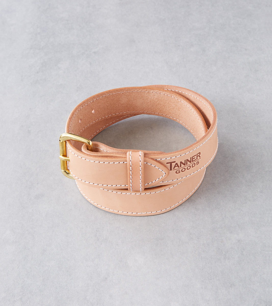 Grease leather belt nature, Brown
