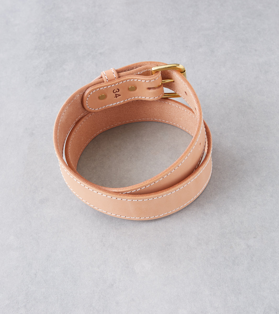 Grease leather belt nature, Brown