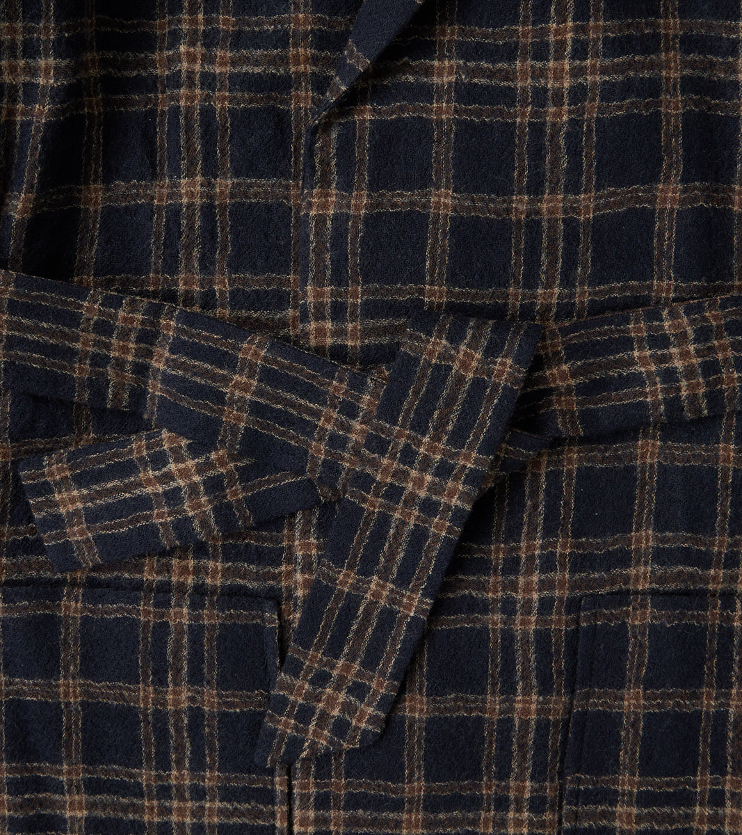 Fine Wool Crepe Cardigan Jacket - Navy Checks