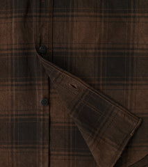 Amami Dorozome Mud Dyed Heavy Flannel Check Workshirt - Dark Brown