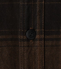 Amami Dorozome Mud Dyed Heavy Flannel Check Workshirt - Dark Brown