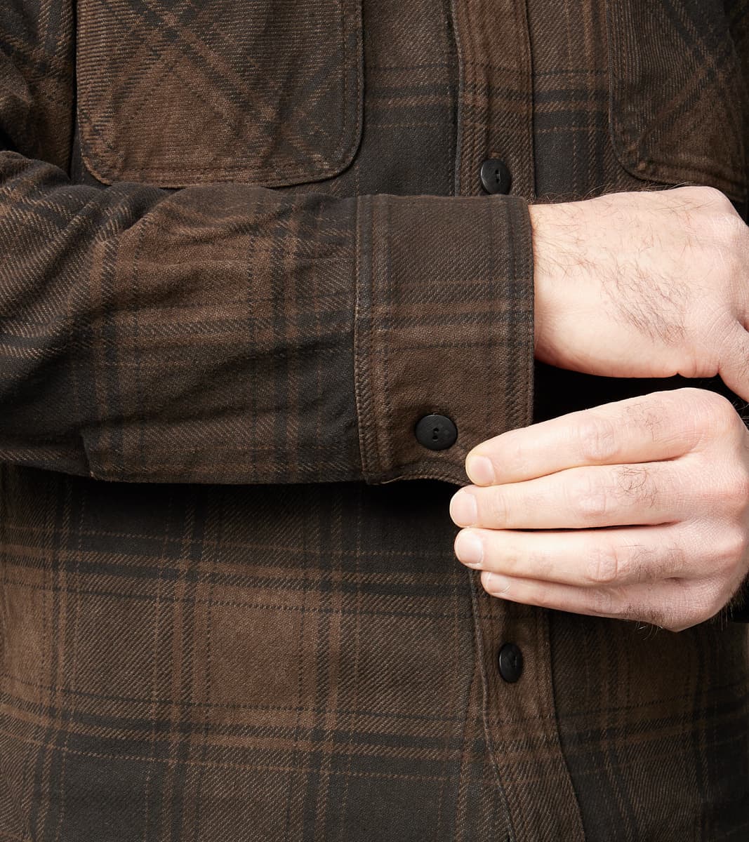 Amami Dorozome Mud Dyed Heavy Flannel Check Workshirt - Dark Brown