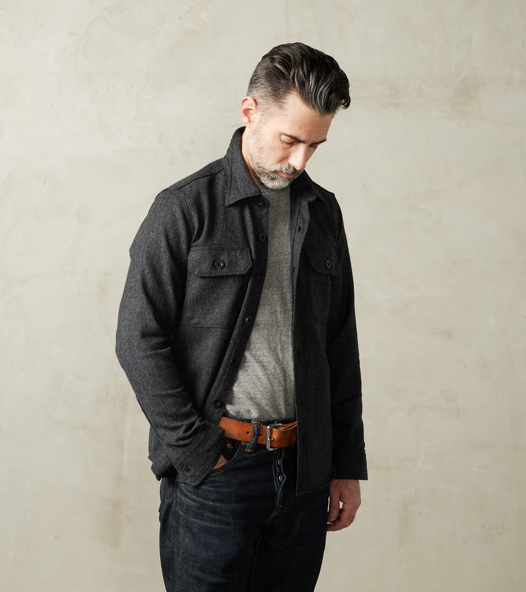 Division Road DR 434-ABC - CPO Shirt - Fox Brothers® Wool Arsenic Barleycorn Flannel