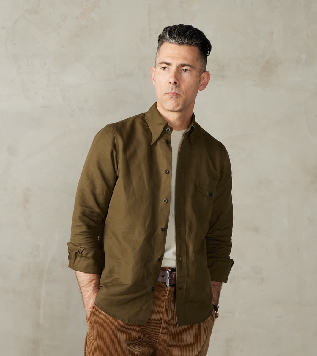 Division Road Products American Camp Shirt - Dust Japanese Cotton Linen Slub Twill