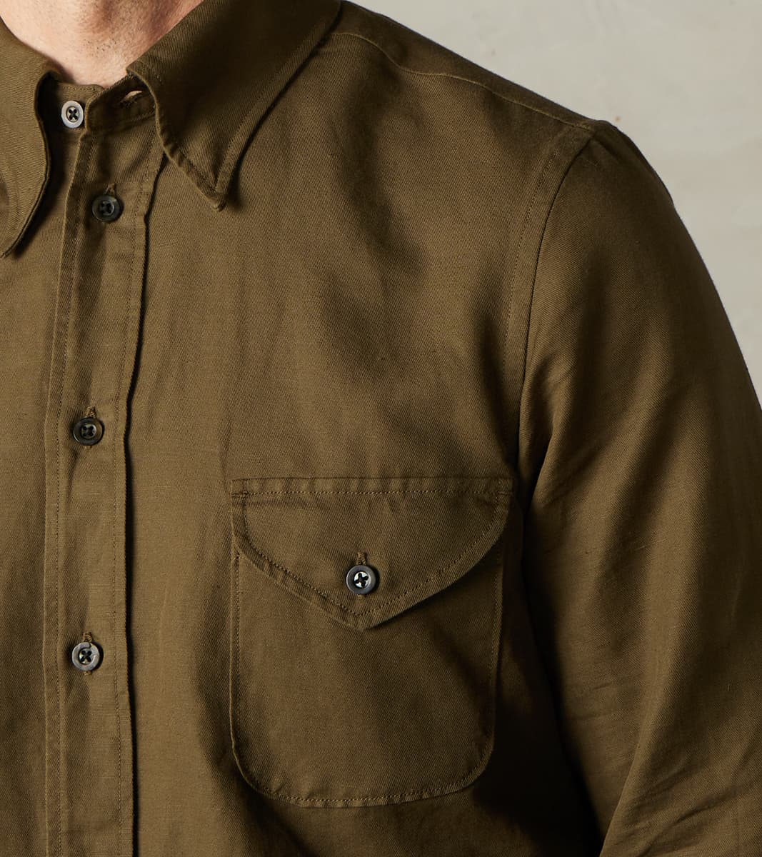 Division Road Products American Camp Shirt - Dust Japanese Cotton Linen Slub Twill