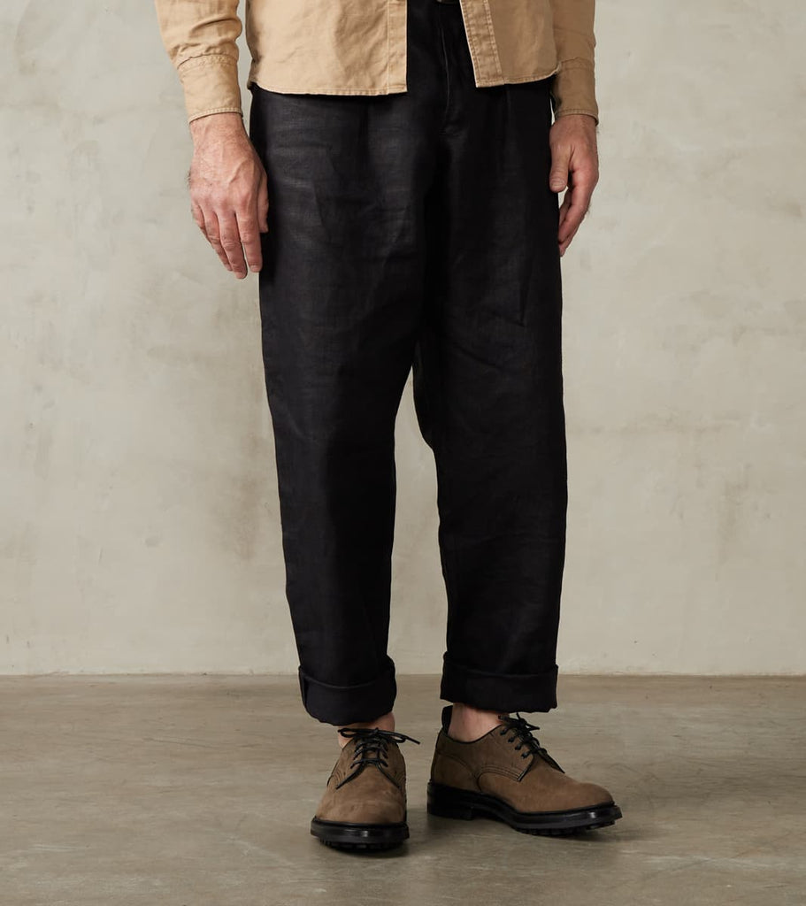 Division Road French Work Trousers - Spence Bryson® Black Coal Heavy Irish Linen