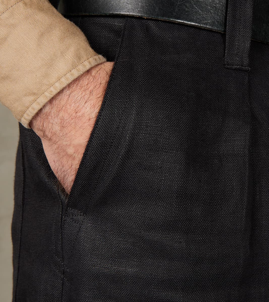 French Work Trousers   Spence Bryson® Black Coal Heavy Irish Linen