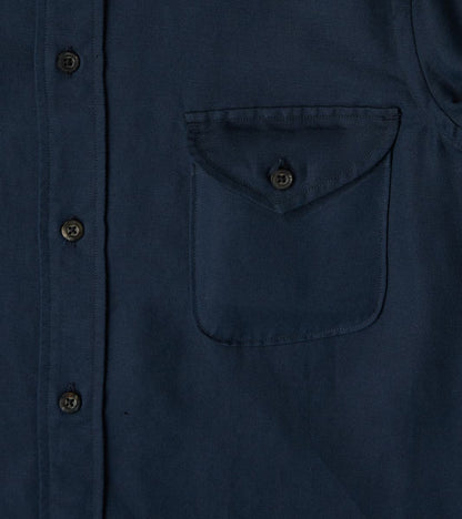 Division Road American Camp Shirt - Midnight Japanese Cotton Linen Slub Twill