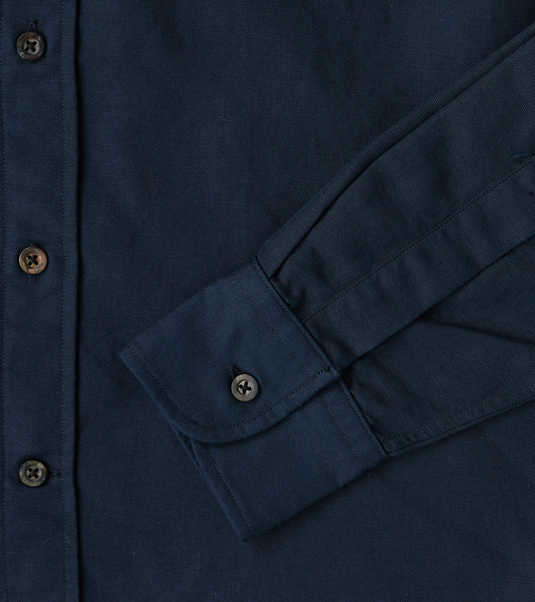 American Camp Shirt - Midnight Japanese Cotton Linen Slub Twill