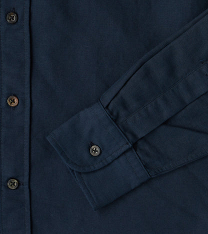 American Camp Shirt - Midnight Japanese Cotton Linen Slub Twill