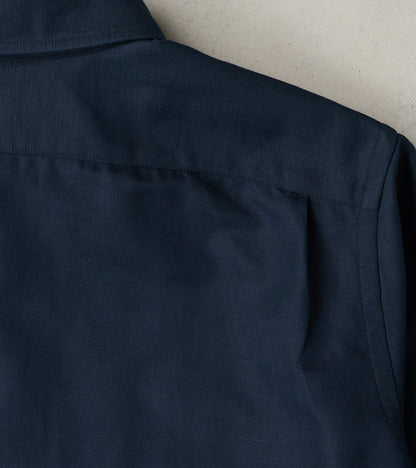 American Camp Shirt - Midnight Japanese Cotton Linen Slub Twill