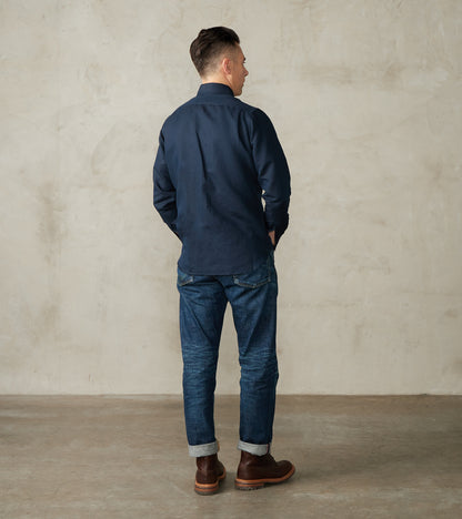 American Camp Shirt - Midnight Japanese Cotton Linen Slub Twill