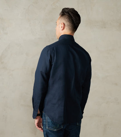 Division Road American Camp Shirt - Midnight Japanese Cotton Linen Slub Twill