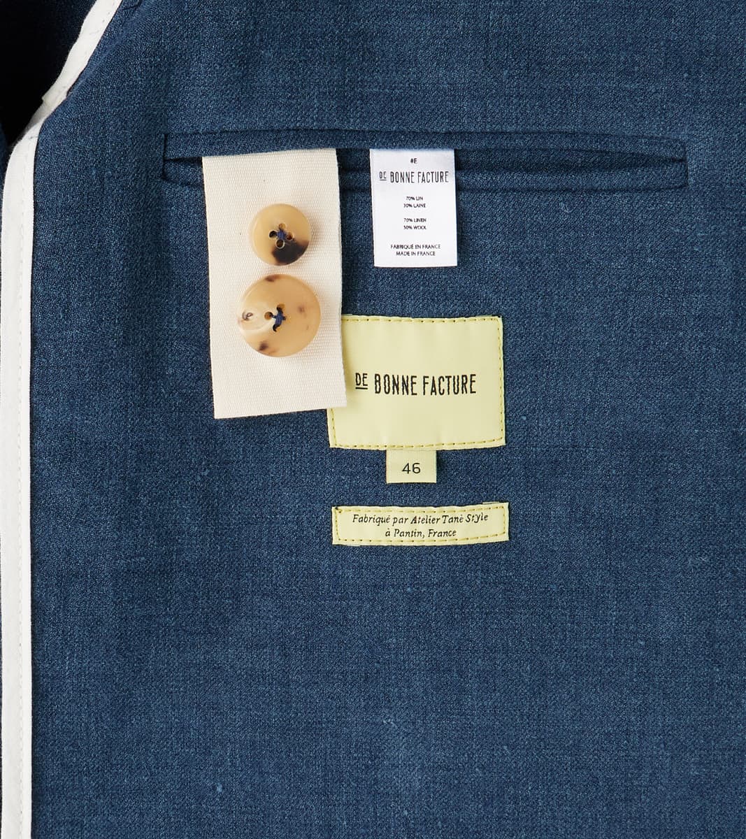 De Bonne Facture Belgium Linen & Wool Essential Jacket - Prussian Blue ...