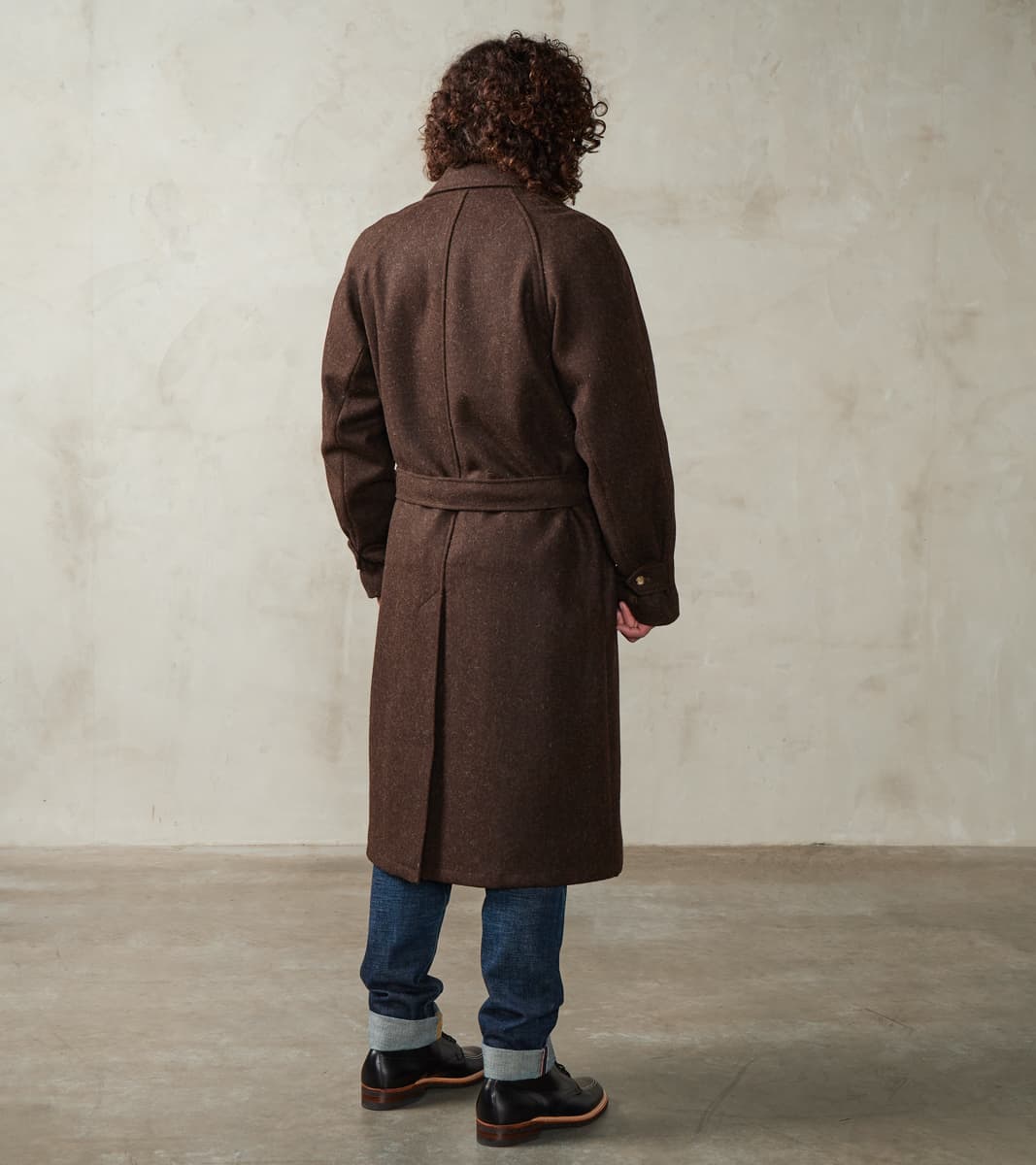 French Wool Grandad Trench Coat - Undyed Ebony