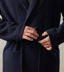Boiled Wool Cardigan Jacket - Navy