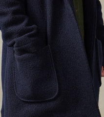 Boiled Wool Cardigan Jacket - Navy