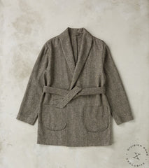 Division Road De Bonne Facture x DR Brushed Wool Tweed Cardigan Jacket - Ecru & Grey Herringbone