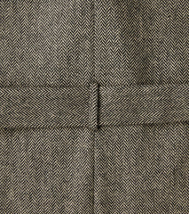Brushed Wool Tweed Cardigan Jacket - Ecru & Grey Herringbone