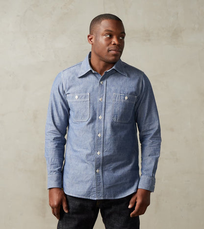 Division Road 21-BLU - Work Shirt - 10oz Selvedge Chambray Blue