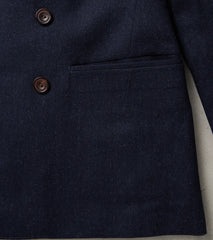 Division Road English Dress Hunt DB Jacket - Marling & Evans® Navy Melange Herringbone Wool