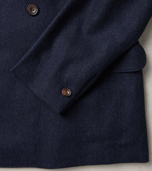 Division Road English Dress Hunt DB Jacket - Marling & Evans® Navy Melange Herringbone Wool