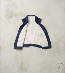 Division Road English Dress Work Vest - Natural Indigo Linen/Cotton Selvedge Denim & Desert Camo