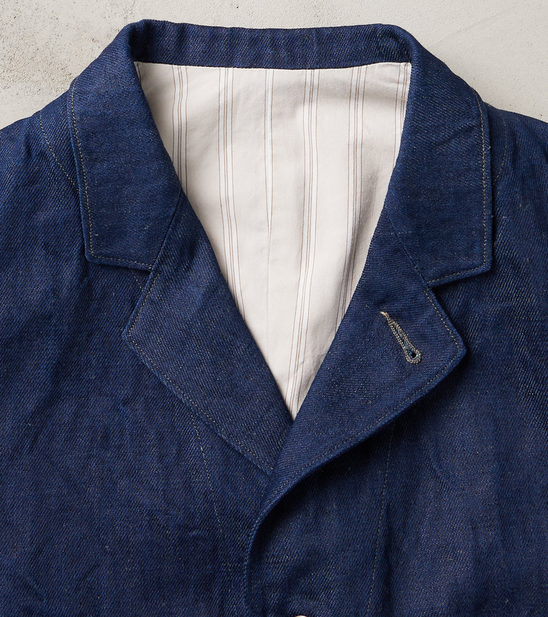 MotivMfg x DR English Dress Work Vest - Natural Indigo Linen