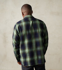 Division Road 349-GRN - Work Shirt - 9oz Selvedge Flannel Ombre Check Green