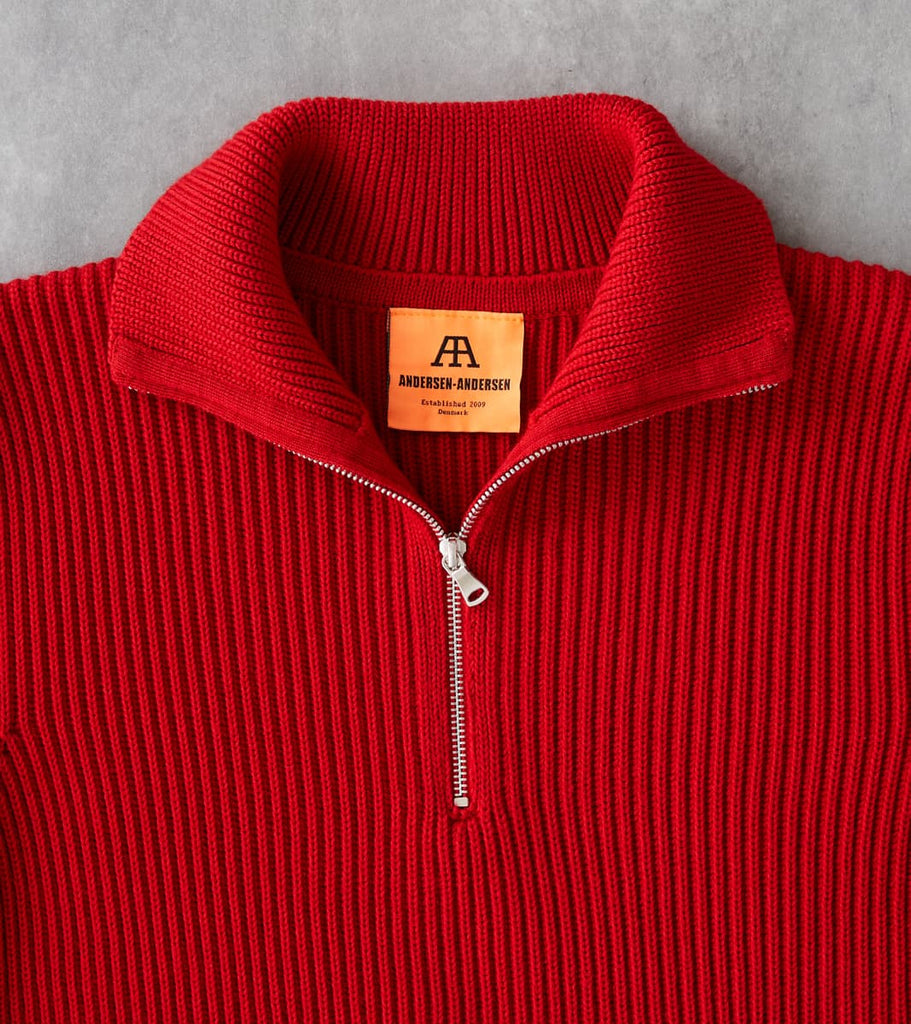 Division Road Andersen-Andersen Navy Half Zip Sweater - Red