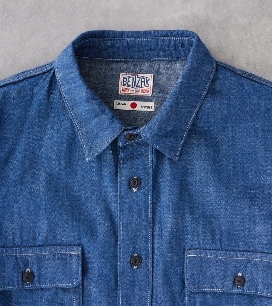 BWS-01 - Work Shirt - 6.5oz Vintage Blue Denim