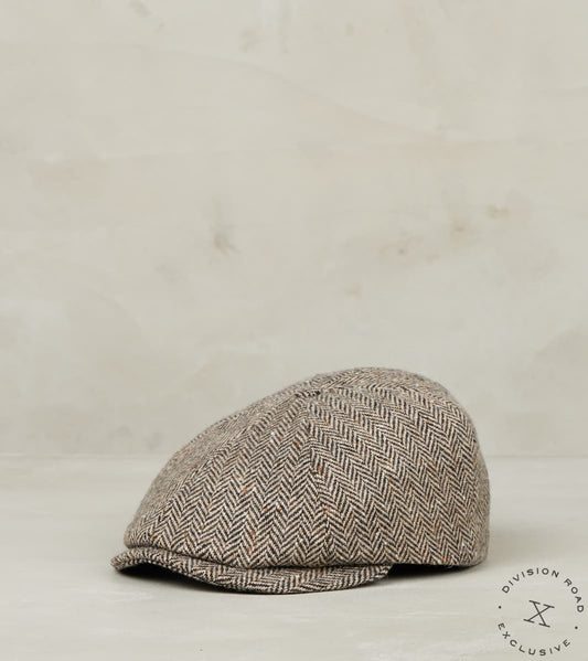 Division Road Bates Gentleman's Hatter Toni Cap - Magee Donegal Herringbone - Vintage White