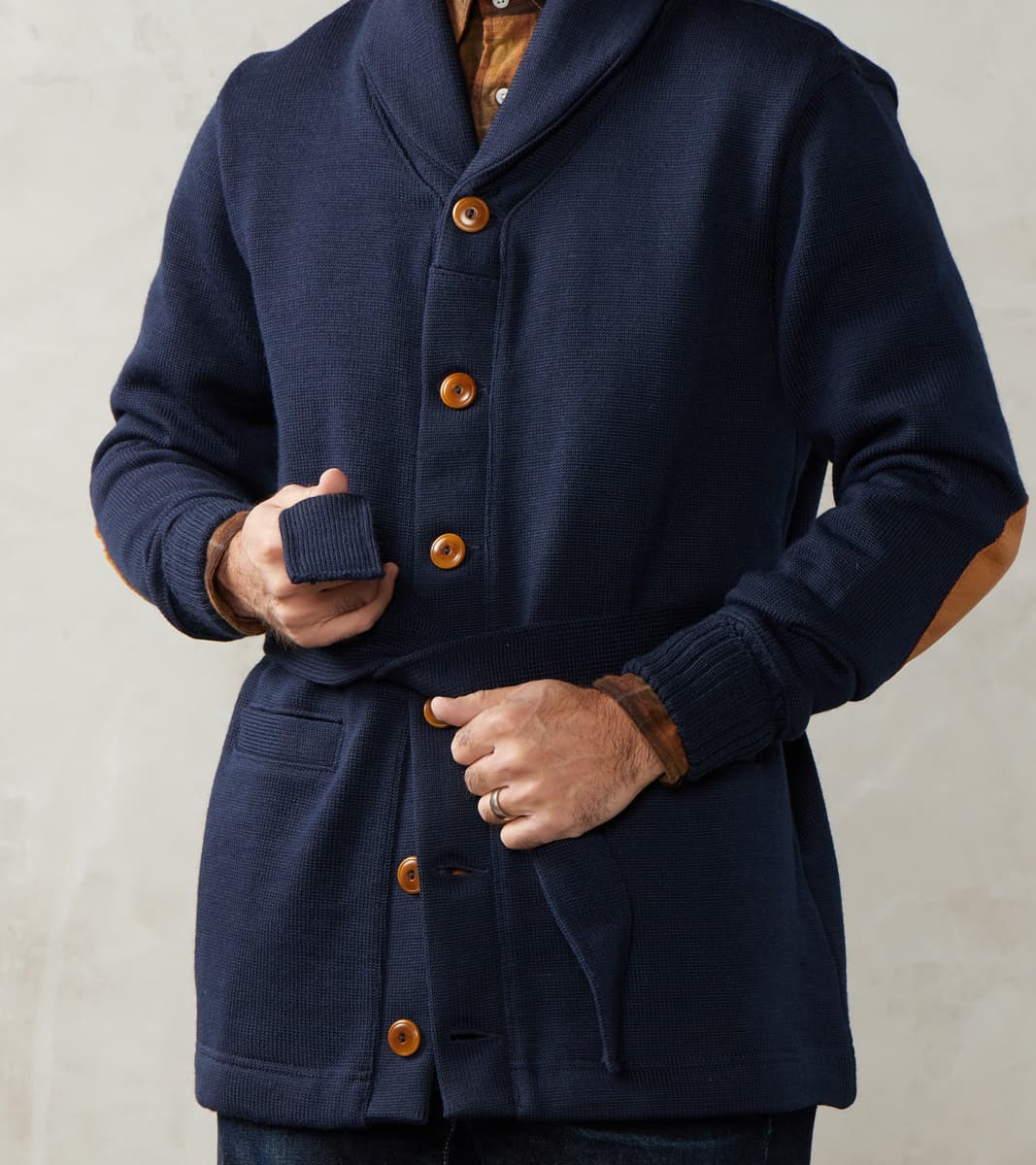 Belted Shawl Coat - Navy