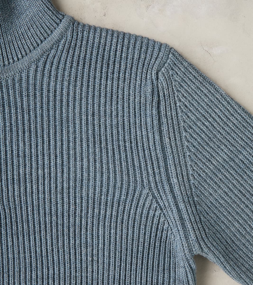 Navy Half Zip Sweater - Light Indigo