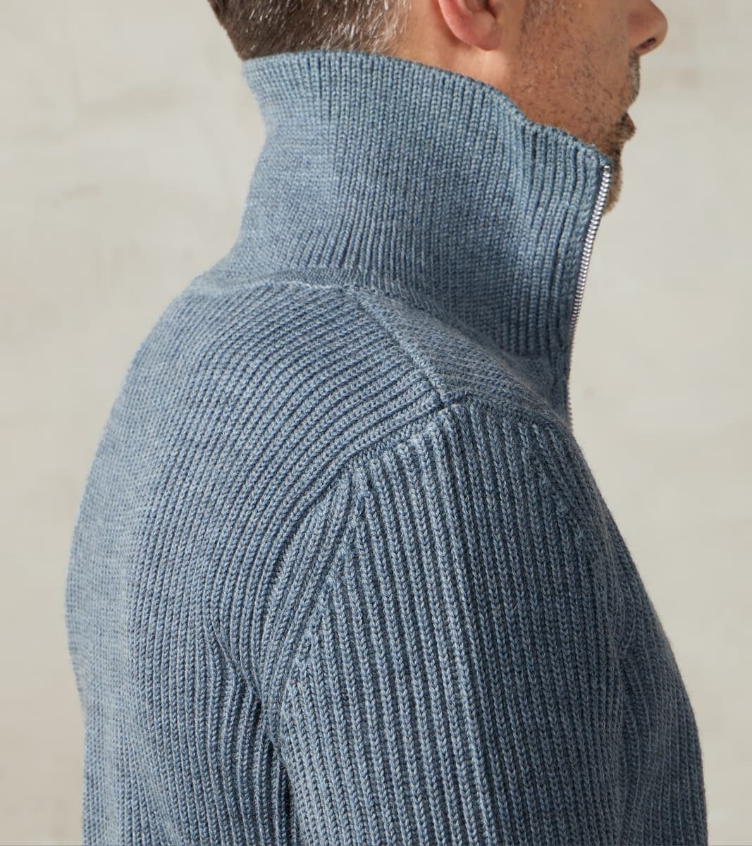 Andersen-Andersen Navy Half Zip Sweater - Light Indigo – Division