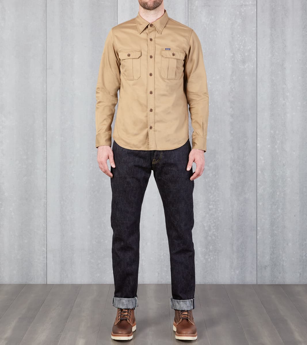 Iron Heart 319-KHA - Military Shirt - 8oz Khaki Whipcord