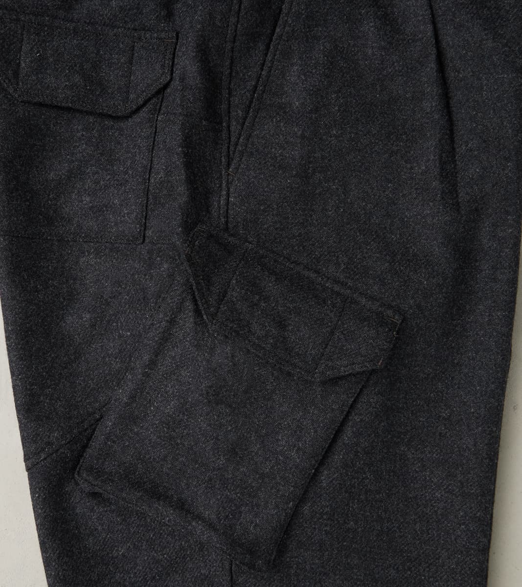 Division Road MotivMfg X DR Swiss Army Cargo Trousers - Abraham Moon® Coal Merino Twill