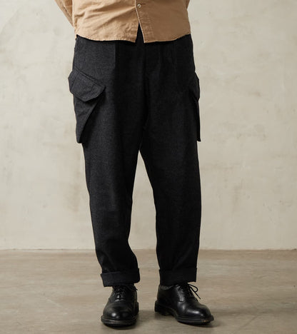 Division Road MotivMfg X DR Swiss Army Cargo Trousers - Abraham Moon® Coal Merino Twill